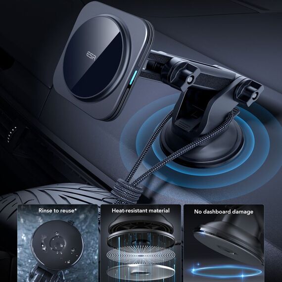 ESR Halolock Magnetic MagSafe QI2 15W Car Holder - Black