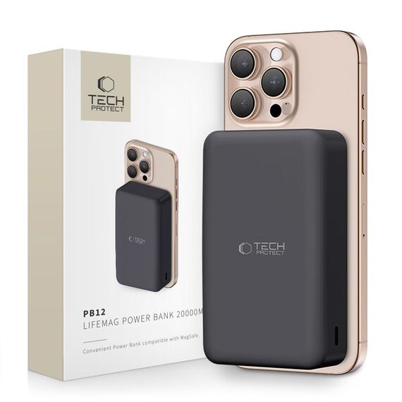Powerbank Tech-Protect PB12 LifeMag MagSafe 20000MAH - black - Powerbanks - Smartphone Chargers - Techbox