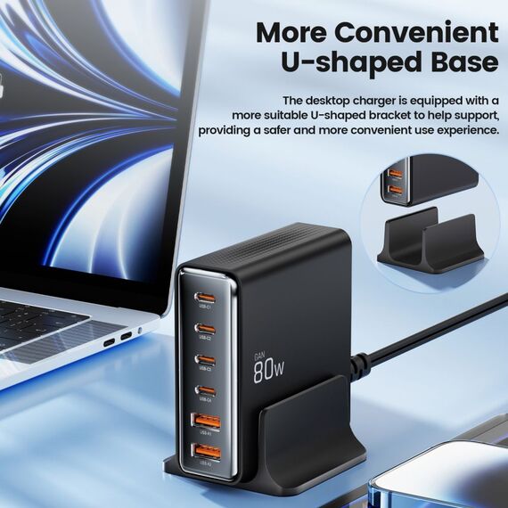 Tech-protect DC80W-GAN 6-PORT PD80W/QC3.0 Charging Station - Black