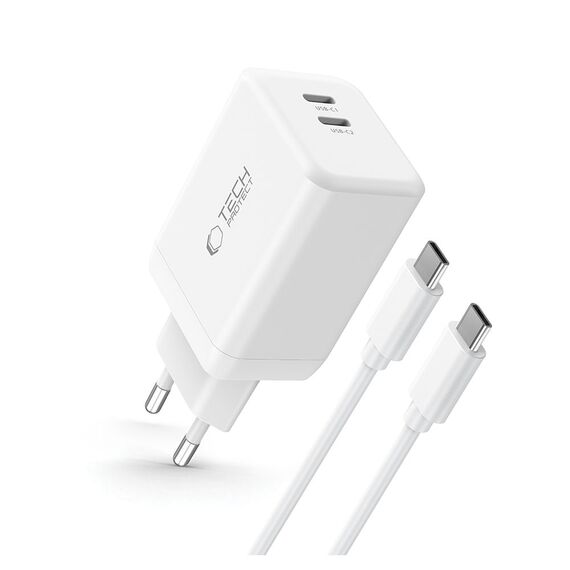 Tech-Protect NC45W-GAN 2-PORT PD45W Charger + TYPE-C CABLE - white - Cables & Adapters - Cables & Accessories - Techbox