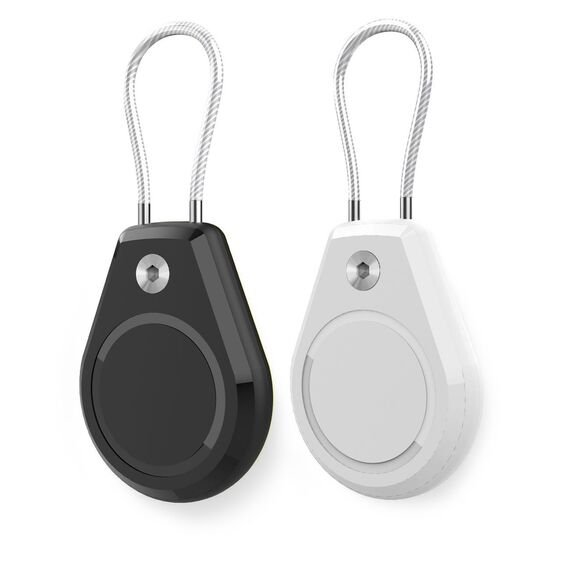 Apple AirTag Case Waterproof with Steel Cable - Black + White (2 pieces) | Techbox