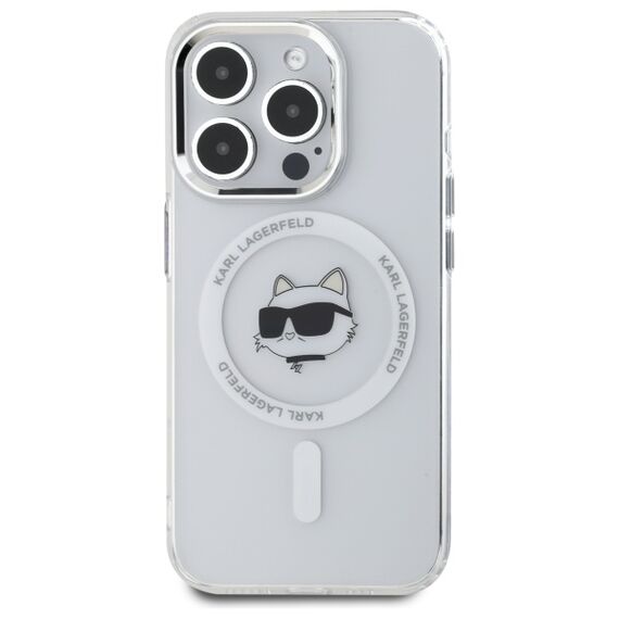 Karl Lagerfeld IML Metal Choupette Head MagSafe Case for iPhone 15 Pro Max - White | Techbox