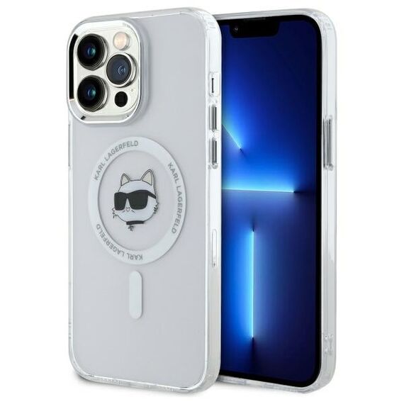 Karl Lagerfeld IML Metal Choupette Head MagSafe iPhone 13 Pro Case - White - Uncategorized Cases (2) - Cases - Techbox