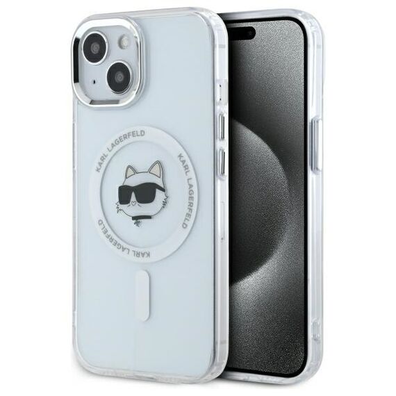 Karl Lagerfeld IML Metal Choupette Head MagSafe iPhone 15 Case - White - Uncategorized Cases (2) - Cases - Techbox