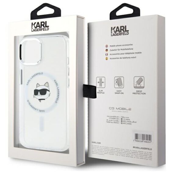Karl Lagerfeld IML Metal Choupette Head MagSafe iPhone 15 Case - White - Uncategorized Cases (2) - Cases - Techbox