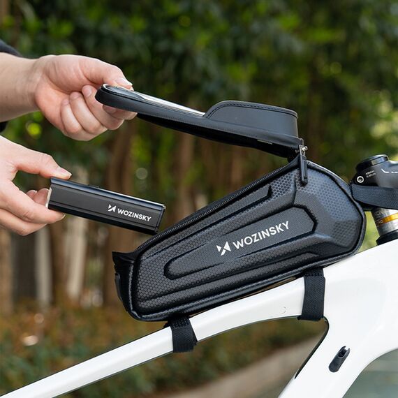 Wozinsky bicycle bag for the frame, armored, with a phone pocket, 1.7 l - black - Smartphone Holders - Smartphones - Techbox