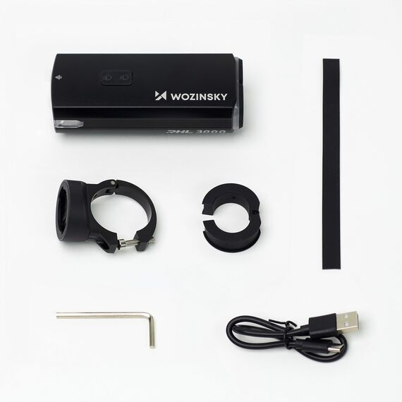 Wozinsky Front Bike Light + USB-C Cable (3000 lm) - Black - Smartphone Holders - Smartphones - Techbox