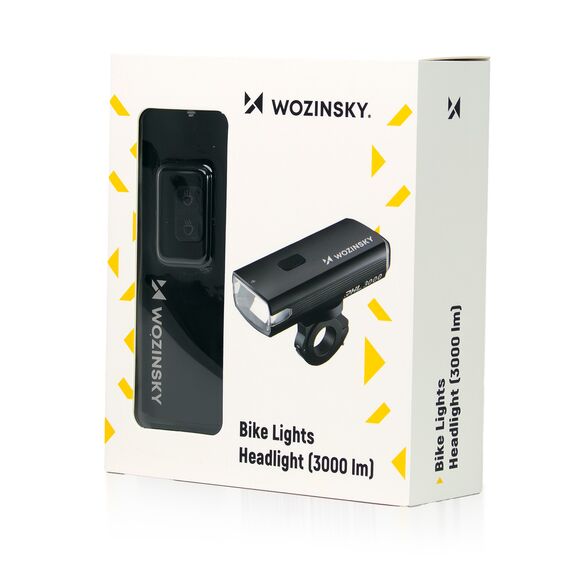 Wozinsky Front Bike Light + USB-C Cable (3000 lm) - Black - Smartphone Holders - Smartphones - Techbox