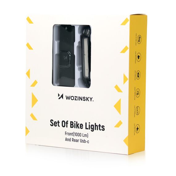 Wozinsky WSBLB3 Front (1000 lm) and Rear USB-C Bike Light Set - Black - Smartphone Holders - Smartphones - Techbox