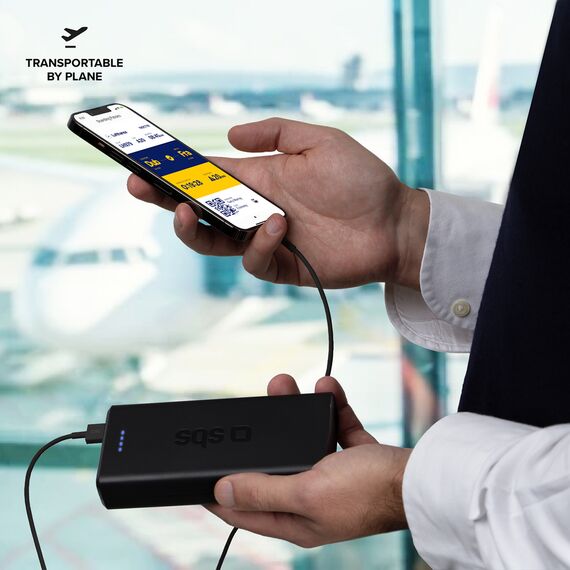 Fast charge power bank: 20,000 mAh, 2 USBs Black | Techbox