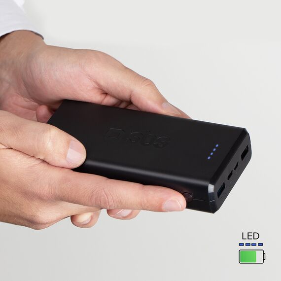 Fast charge power bank: 20,000 mAh, 2 USBs Black | Techbox