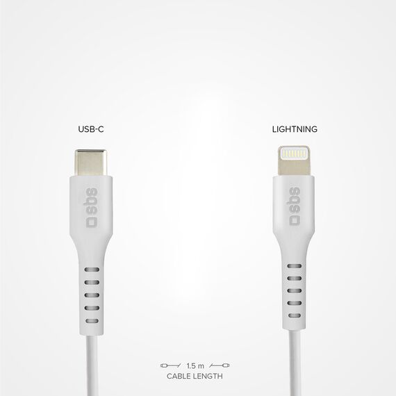SBS TECABLELIGTC1W USB-C - Lightning Cable MFi Certified, 1m - White | Techbox