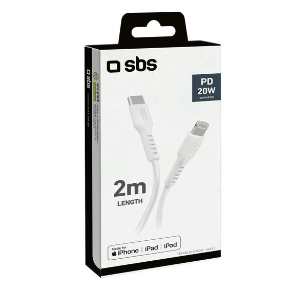 SBS TECABLELIGTC2W USB-C - Lightning Cable 2 m - White - Cables & Adapters - Cables & Accessories - Techbox