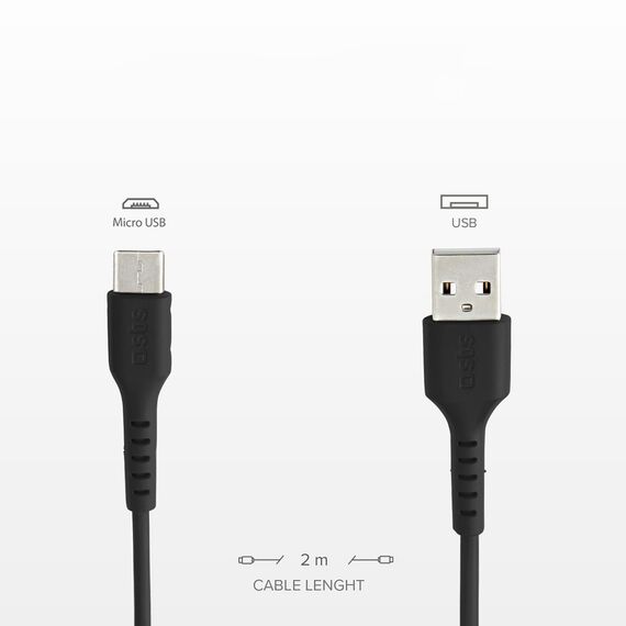 SBS TECABLEMICRO2K USB-A - Micro-USB Cable 2 m - Black | Techbox