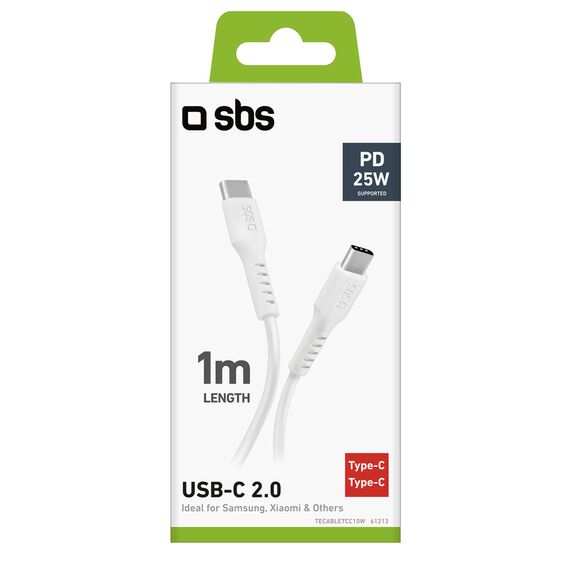 SBS TECABLETCC10W USB-C Cable - USB-C Power Delivery 25W 1 m - white | Techbox