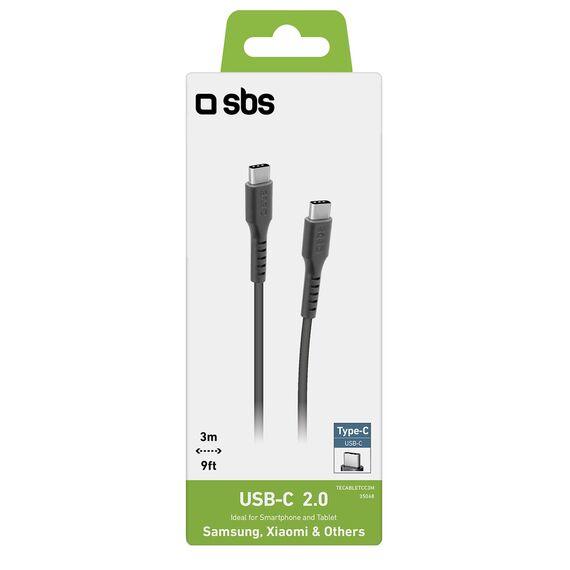 SBS TECABLETCC3M USB-C - USB-C 3m Cable - Black - Cables & Adapters - Cables & Accessories - Techbox