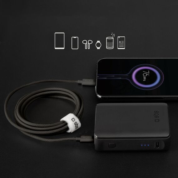 SBS TECABLETISSUETCK USB-C - USB-C 1.5m 60W braided cable - black - Cables & Adapters - Cables & Accessories - Techbox