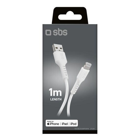 SBS TECABLEUSBIP589W USB-A - Lightning Cable - White | Techbox