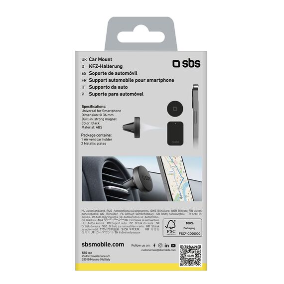 SBS TESUPPUNIVAIRMAG smartphone holder magnetic, for air vent - black | Techbox