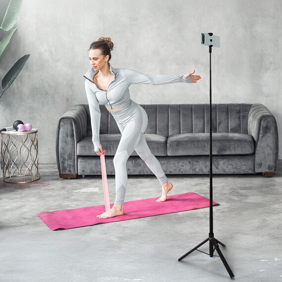 Selfie stick Wozinsky WRZP1 with automatically extendable legs, tripod function, 1.7m - black | Techbox