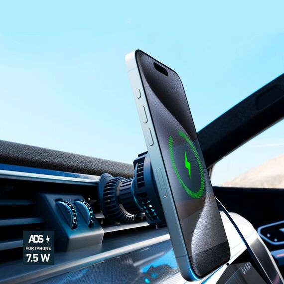 Smartphone holder with inductive charger SBS TESUPFANWIR15W 15W for air vent, with cooling - black | Techbox