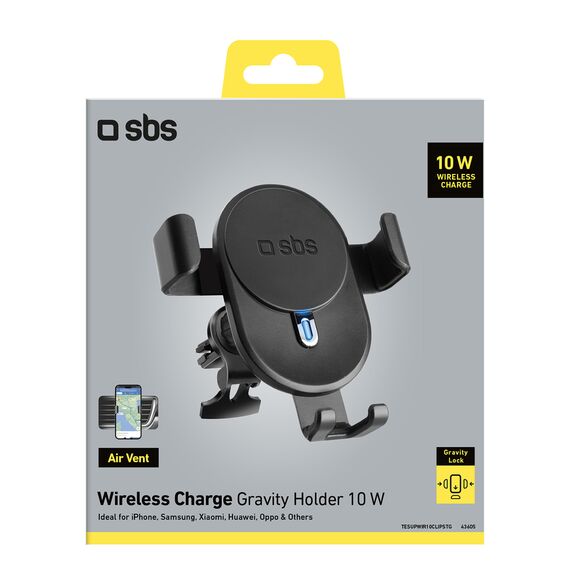 Smartphone holder with inductive charger SBS TESUPWIR10CLIPSTG 10W - black | Techbox