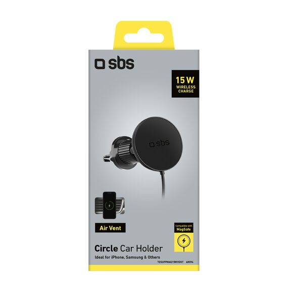 Smartphone holder with infusion charger SBS TESUPPMAG15WVENT compatible with MagSafe - black - Powerbanks - Smartphone Chargers - Techbox