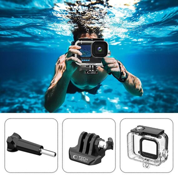 Tech-Protect GA200 Waterproof Case for GoPro Hero 9 / 10 / 11 / 12 - Transparent | Techbox