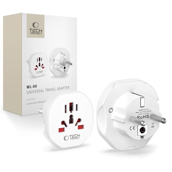 Tech-Protect Universal Travel Adapter to EU - white - Cables & Adapters - Cables & Accessories - Techbox