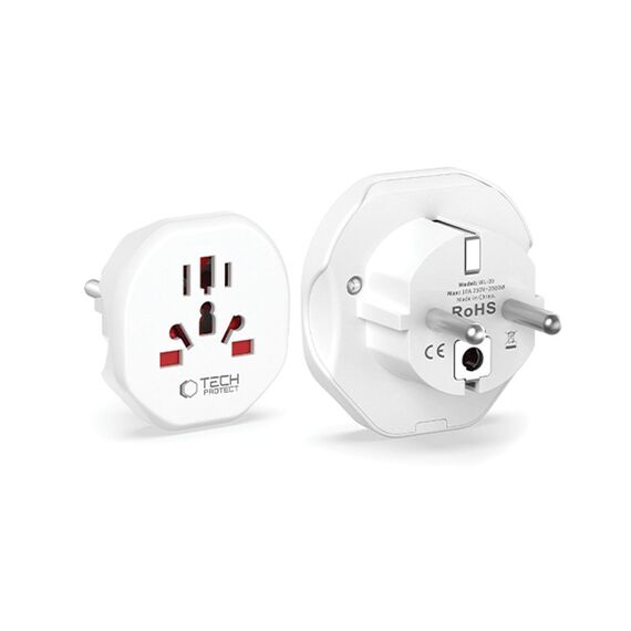 Tech-Protect Universal Travel Adapter to EU - white - Cables & Adapters - Cables & Accessories - Techbox