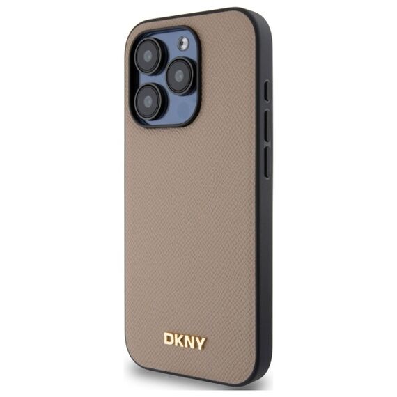 DKNY Grained Metal Logo MagSafe iPhone 15 Pro Case - Beige - Uncategorized Cases (2) - Cases - Techbox