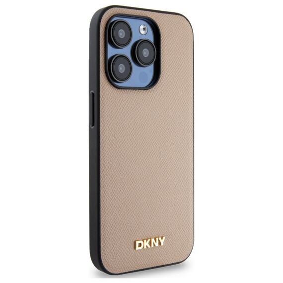 DKNY Grained Metal Logo MagSafe iPhone 15 Pro Case - Beige - Uncategorized Cases (2) - Cases - Techbox