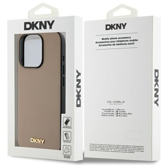 DKNY Grained Metal Logo MagSafe iPhone 15 Pro Case - Beige - Uncategorized Cases (2) - Cases - Techbox