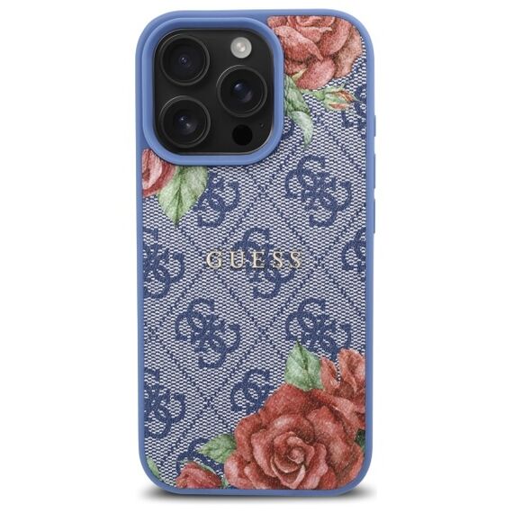 Guess 4G Flowers Print MagSafe case for iPhone 16 Pro - blue - Apple Cases - Cases - Techbox