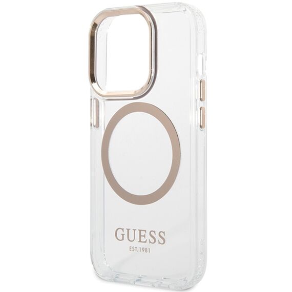 Guess Metal Outline Magsafe case for iPhone 15 / 14 / 13 - gold | Techbox