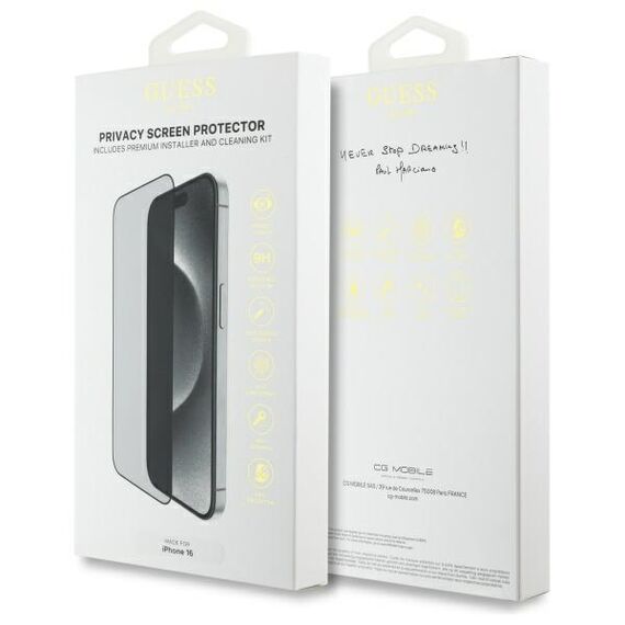 Guess Screen Protector Privacy 2.5D Outline tempered glass for iPhone 16 - Uncategorized Screen Protection (2) - Screen & Camera Protection - Techbox