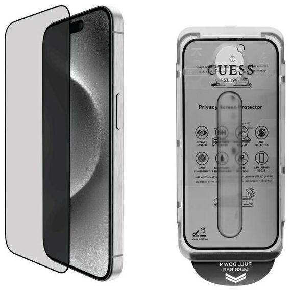 Guess Screen Protector Privacy 2.5D Outline tempered glass for iPhone 16 Pro - Uncategorized Screen Protection (2) - Screen & Camera Protection - Techbox