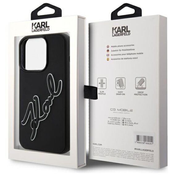 Karl Lagerfeld 3D Rubber Signature Case for iPhone 15 Pro - Black | Techbox