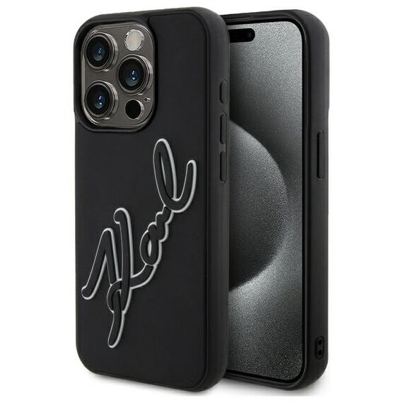Karl Lagerfeld 3D Rubber Signature Case for iPhone 15 Pro Max - Black - Uncategorized Cases (2) - Cases - Techbox