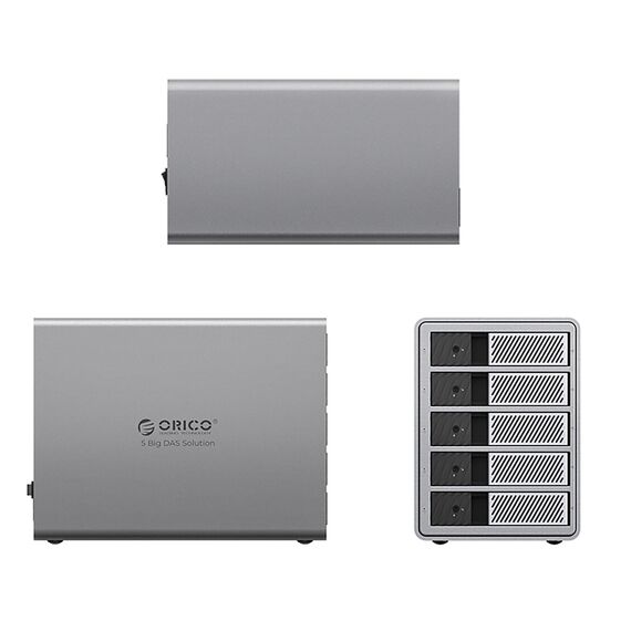 Orico 9858T3 5 Big DAS Solution ProThunder Disk Array with Thunderbolt 3 for 5 x 2.5"/3.5" SATA HDD/SSD - Gray | Techbox