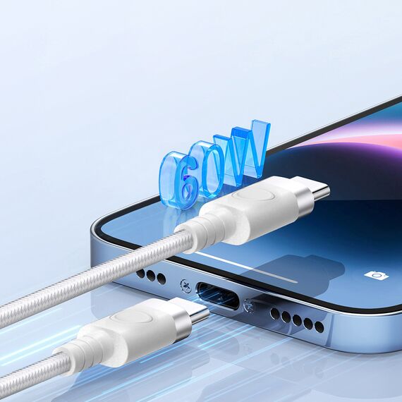 Orico CDX 60W 3A Power Delivery USB-C - USB-C 1m Cable - White - Cables & Adapters - Cables & Accessories - Techbox