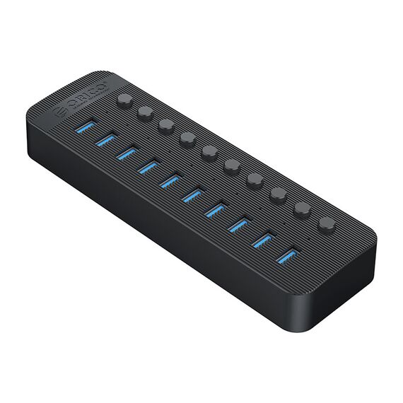 Orico CT2U3-10AB 10x USB-A 3.0 Hub with Switches - Black - USB Hubs & Card Readers - Peripherals - Techbox