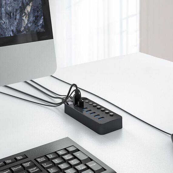 Orico CT2U3-10AB 10x USB-A 3.0 Hub with Switches - Black - USB Hubs & Card Readers - Peripherals - Techbox