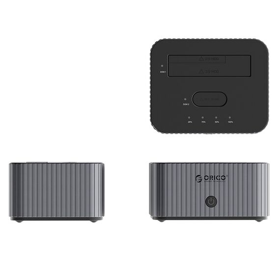 Orico IT28E-C 2-Disk Docking Station with M.2 NVME 2.5"/3.5 HDD/2.5" SSD Clone Function - Gray - Cases & Accessories - Hard Drives - Techbox