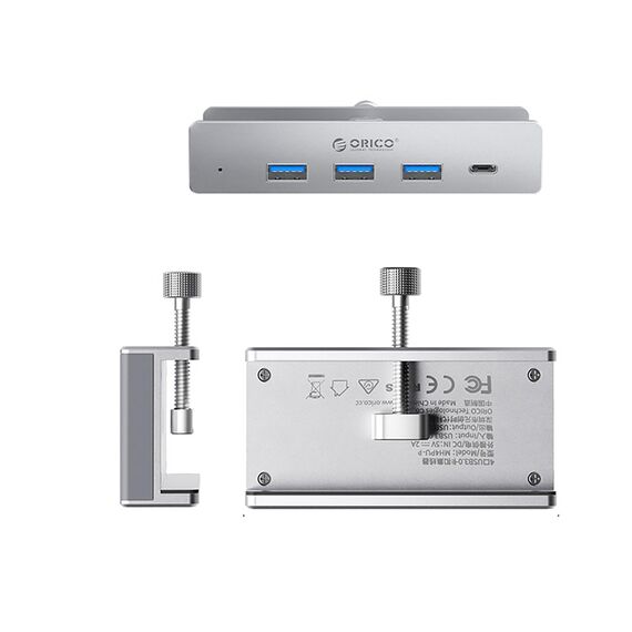 Orico MH4PC Hub Clamp-Mounted USB-C / 3x USB-A 3.0 + 1x USB-C 3.0 - Silver - USB Hubs & Card Readers - Peripherals - Techbox