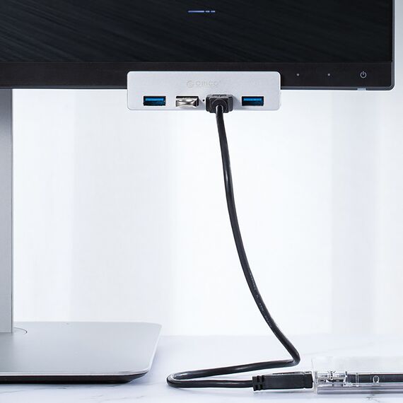 Orico MH4PU Hub Clamp-Mounted 4x USB-A 3.0 - Silver | Techbox