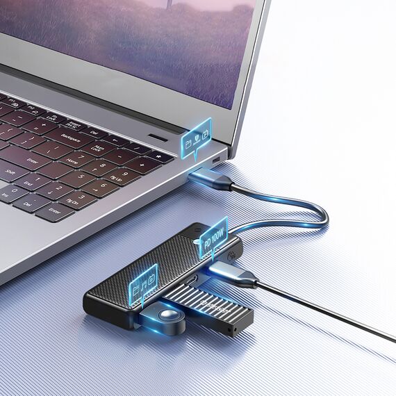 Orico PAPW4A-C3 USB-A Hub Docking Station 4x USB-A 3.0 - Black | Techbox