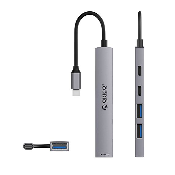 Orico YSB4-U2 USB-A/USB-C Hub Docking Station 2x USB-A 2.0 + 1x USB-A 3.0 + 1x USB-C 2.0 + 1x USB-C - Gray | Techbox