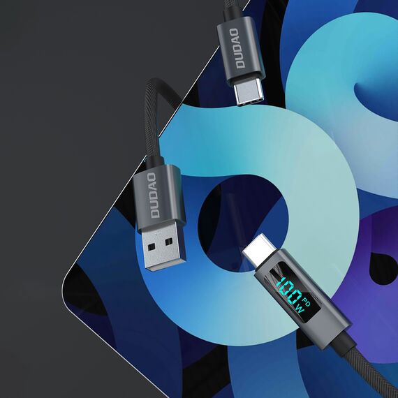 Dudao L7C USB-C - USB-C 100W Cable with LED Display 1m - Black | Techbox