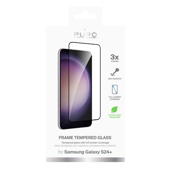 Puro Frame Tempered Glass with Black Frame for Samsung Galaxy S25+ / S24+ | Techbox